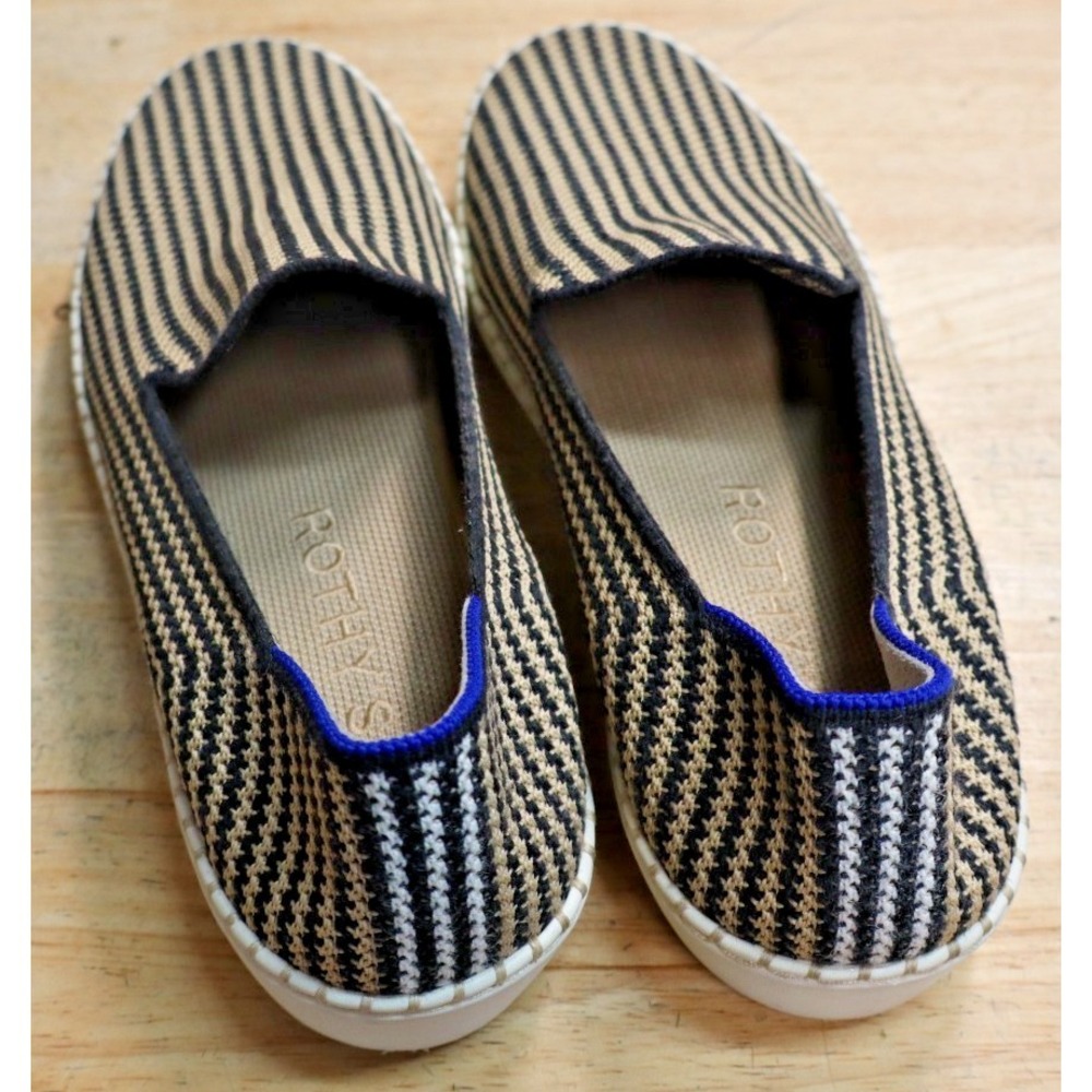 Rothy's The Original Slip On Toffee Stripe Hemp Sneakers Shoes Women's 9.5 - Picture 8 of 11